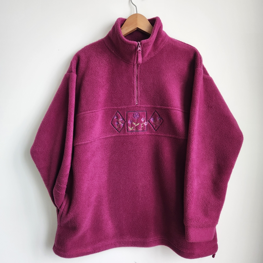 Clever Shepherd Women Fleece Pullover 1/4 Zip Pockets Winter Vintage Y2K Holiday